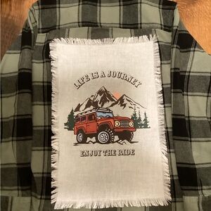 Plaid Button Down Shirt with Graphic Patch